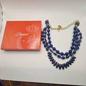 Premier Designs Royal Blue and Gold Necklace